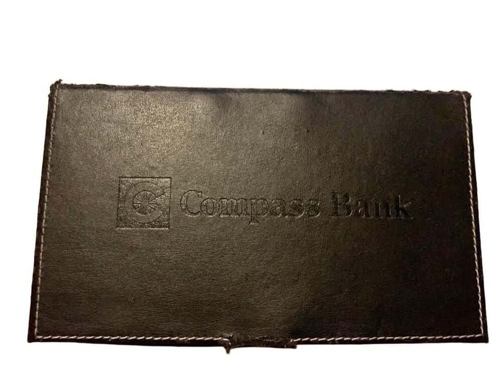 Vintage Compass Bank Leather Storage Box